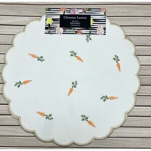 CHRISTIAN LACROIX 4 Piece‎ Easter Placemats Embroidered Scalloped Edge Carrots